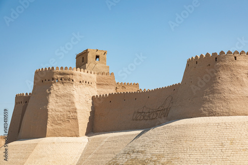 Khiva, Xorazm Region, Uzbekistan, Central Asia. The ancient city walls.