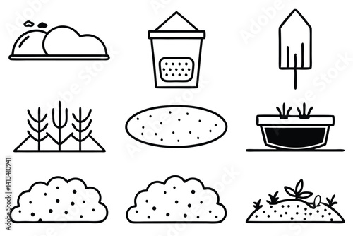 Modern Soil Amendment Vectors on White Background