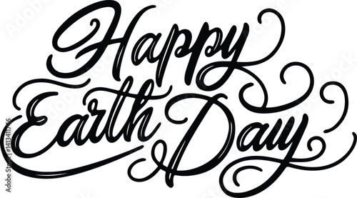 Happy Earth Day Calligraphy – Elegant Typographic Design for Environmental Awareness