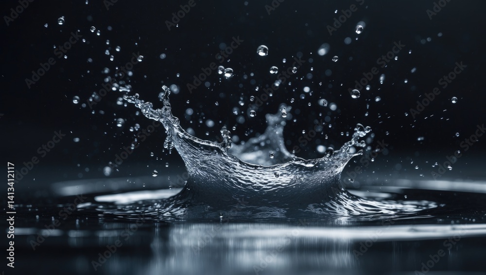 Splash created by a drop falling onto the water surface with a clear background Splash created by a drop falling onto the water surface with a clear background