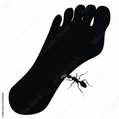 Ant biting foot silhouette vector