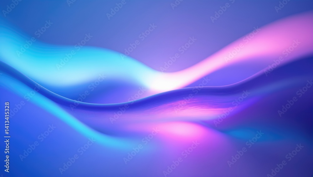 Naklejka premium Blurry neon illumination. Shimmering backdrop. Ultraviolet radiance. Out-of-focus color gradient sparkle effect abstract layer.