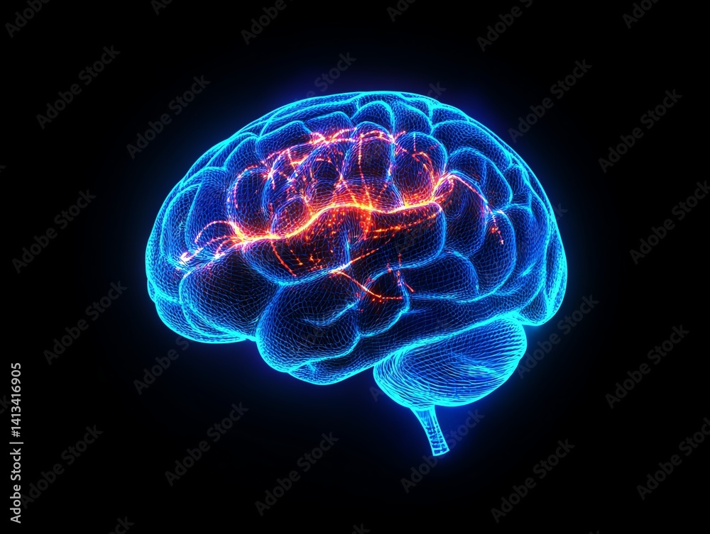 Obraz premium Human brain concept, right hemisphere for creativity, left hemisphere for logic, education, science, medical abstract background with vibrant design