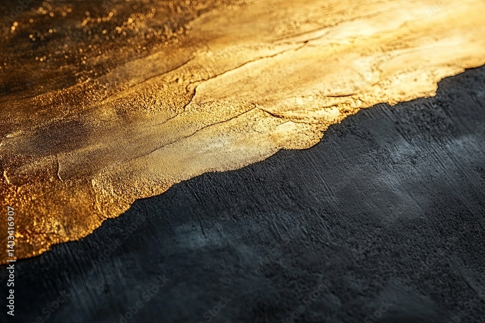 Naklejka premium A textured surface with contrasting colors of gold and dark