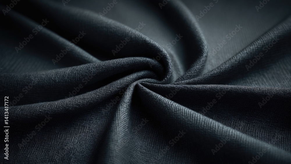 Fototapeta premium Natural textile pattern in black fabric texture for background.