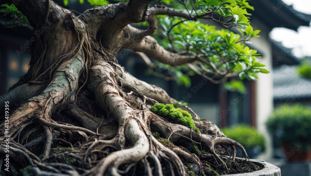 Fototapeta premium Bonsai plants prosper and receive excellent maintenance