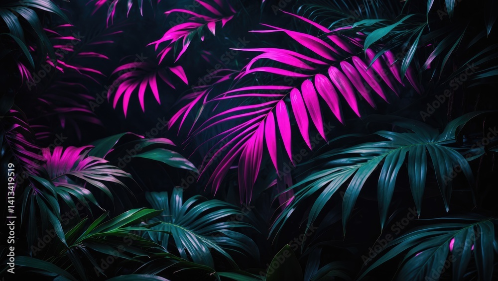 Dark background with tropical leaves Dark background with tropical leaves
