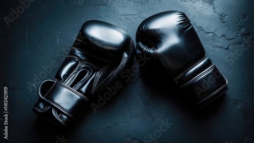 Black boxing gloves in close view