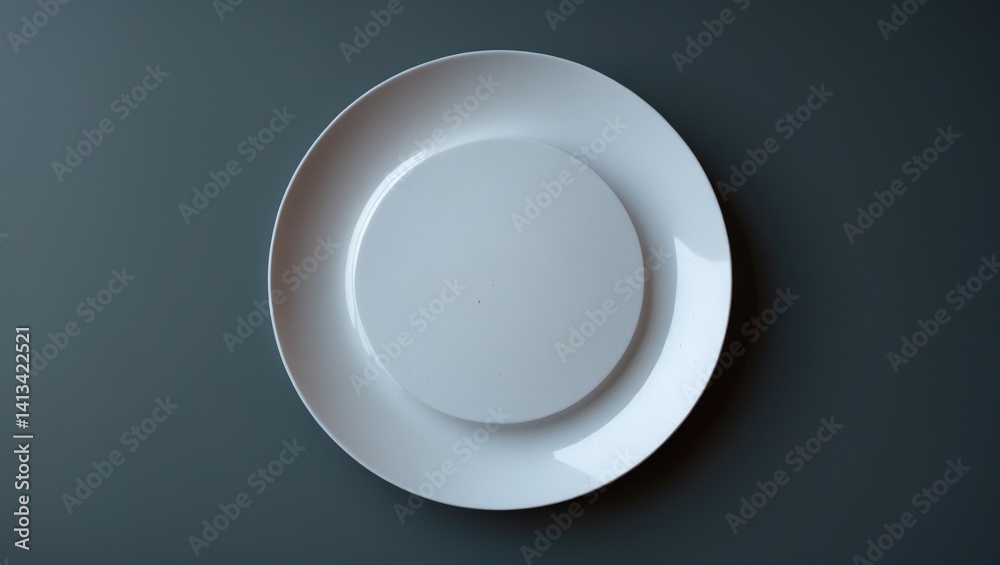 Bird's-eye view of flat plate on plain background Bird's-eye view of flat plate on plain background