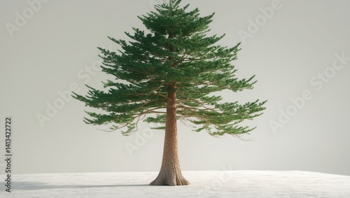 Single tree detached on white background.