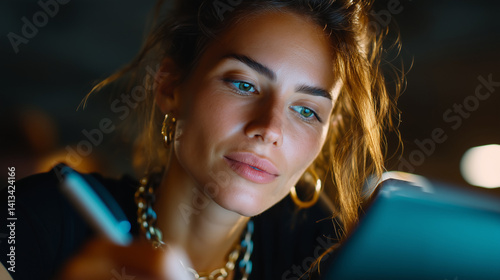 Woman's portrait working on laptop