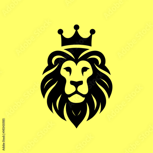 simple majestic royal lion crown silhouette vector logo design	
