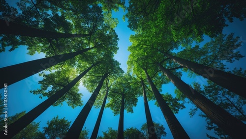 Observing the crowns of massive trees and the sky