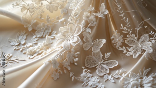 White guipure, fabric embroidery, texture