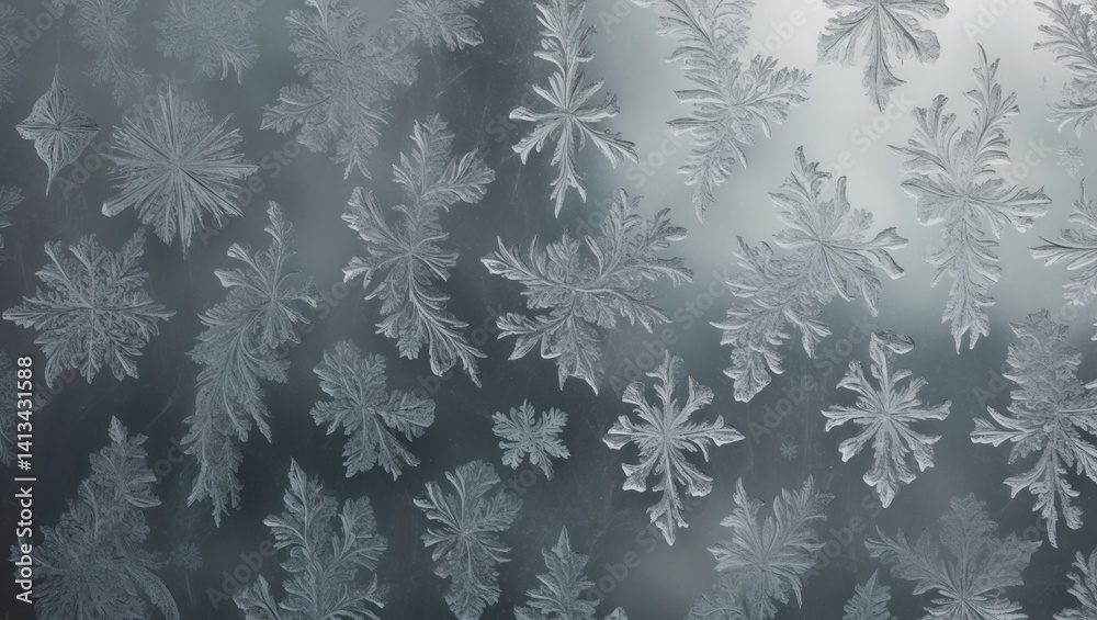 Detailed Ice Patterns on Windowpane Detailed Ice Patterns on Windowpane
