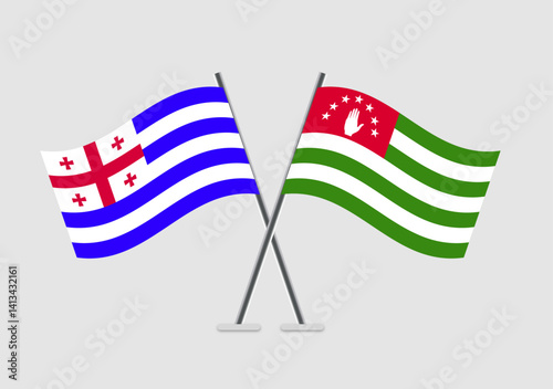 Ajaria and Abkhazia vector flags crossed in simple 2D flat design