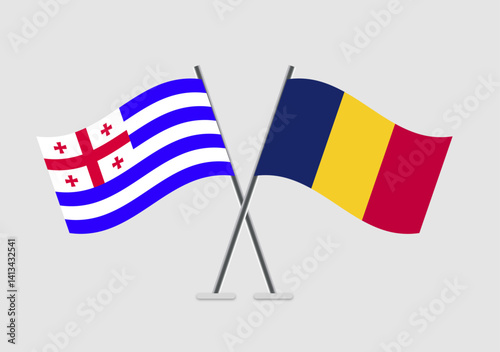 Ajaria and Chad vector flags illustration with clean background