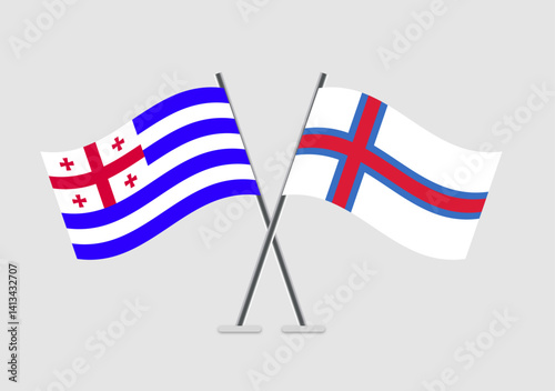 Ajaria and Faroe Islands vector flags illustration for peace concept