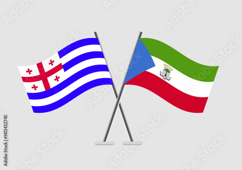 Ajaria and Equatorial Guinea vector flags in celebration vector format