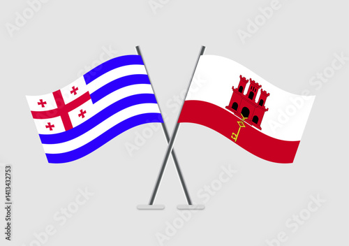 Ajaria and Gibraltar vector flags in clean official vector illustration