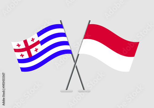 Ajaria and Monaco vector flags visual for thematic decor