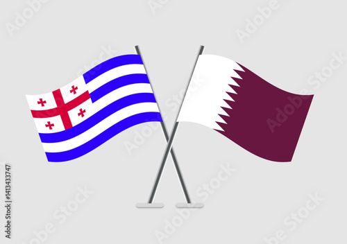 Ajaria and Qatar vector flags symbolizing alliance in vector art