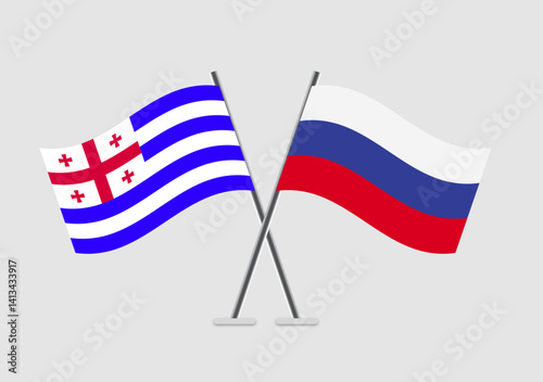 Ajaria and Russia vector flags shown in treaty-style illustration