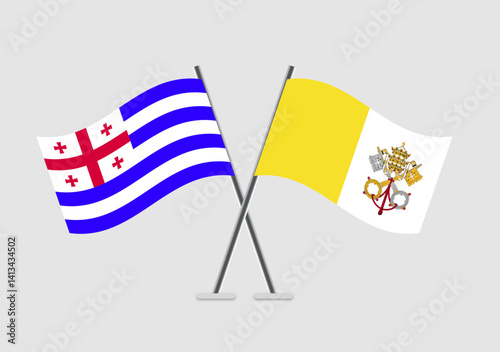 Ajaria and Vatican City Holy See vector flags composition showing cooperation