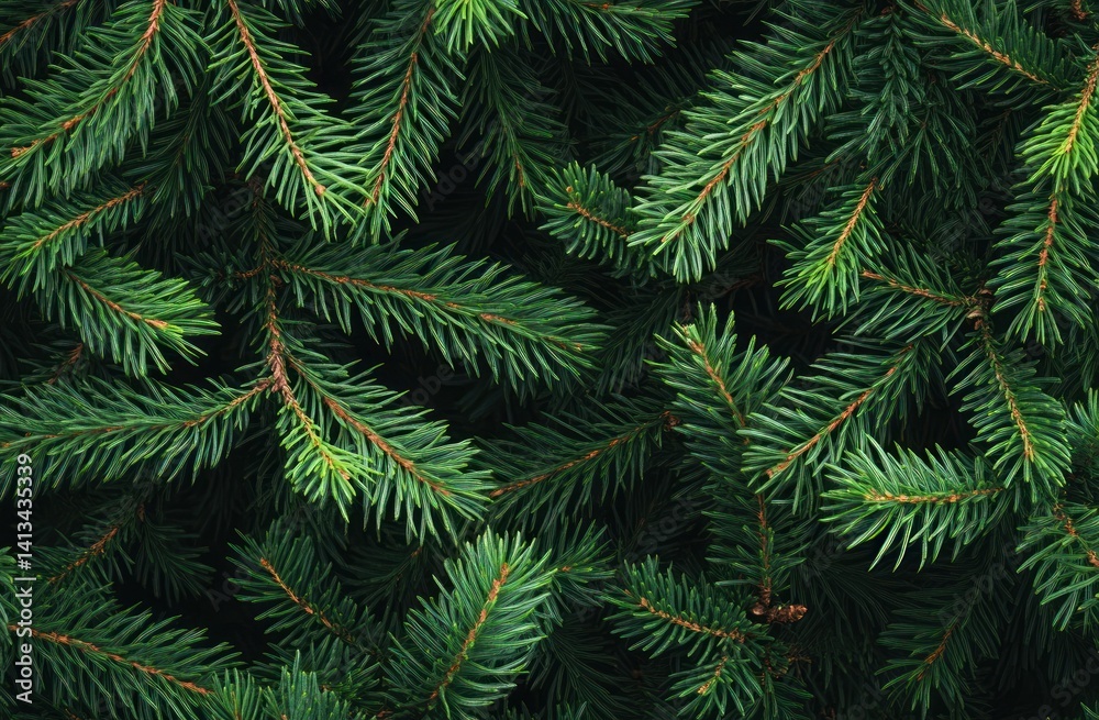 Close-up of evergreen tree branches showing needles and texture in natural light. Close-up of evergreen tree branches showing needles and texture in natural light.