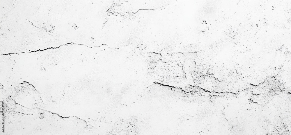 Obraz premium White Painted Wall Texture with Black Cracks Aged Cement Plaster Surface Grunge