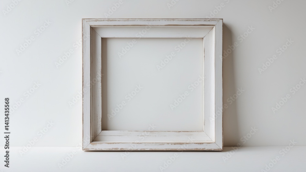 Isolated background featuring a white slender wooden frame for photos and paintings. Isolated background featuring a white slender wooden frame for photos and paintings.
