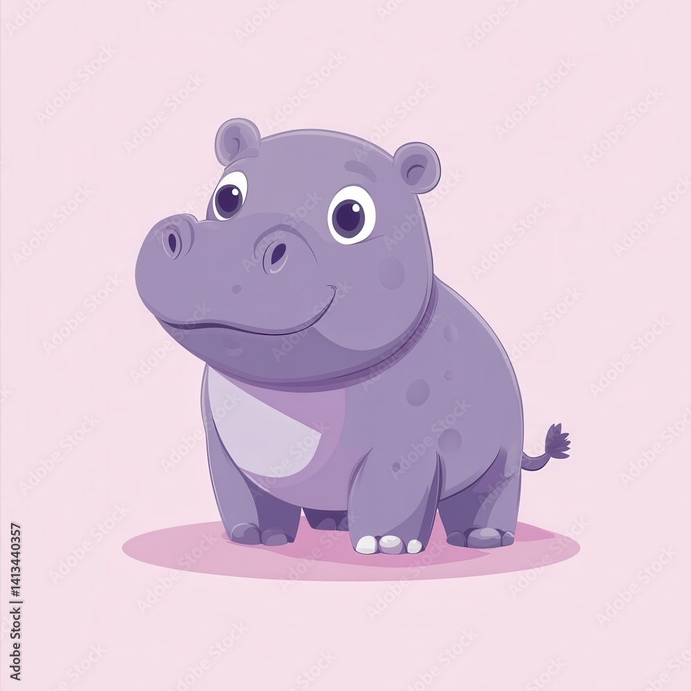 Minimalist Vector Baby Hippo Illustration – Flat Style Design for Kids’ Books, Stickers, and Educational Use Minimalist Vector Baby Hippo Illustration – Flat Style Design for Kids’ Books, Stickers, and Educational Use