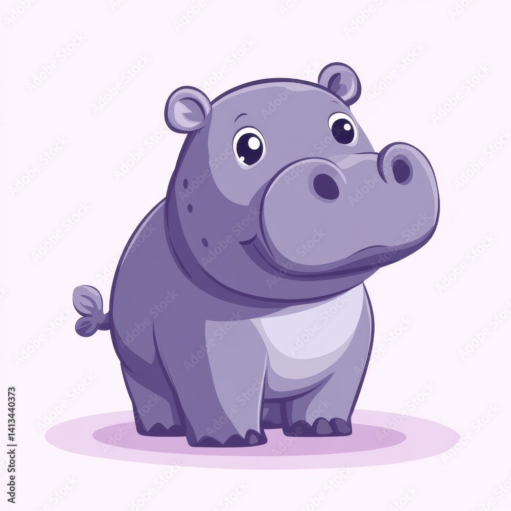 Minimalist Vector Baby Hippo Illustration – Flat Style Design for Kids’ Books, Stickers, and Educational Use Minimalist Vector Baby Hippo Illustration – Flat Style Design for Kids’ Books, Stickers, and Educational Use