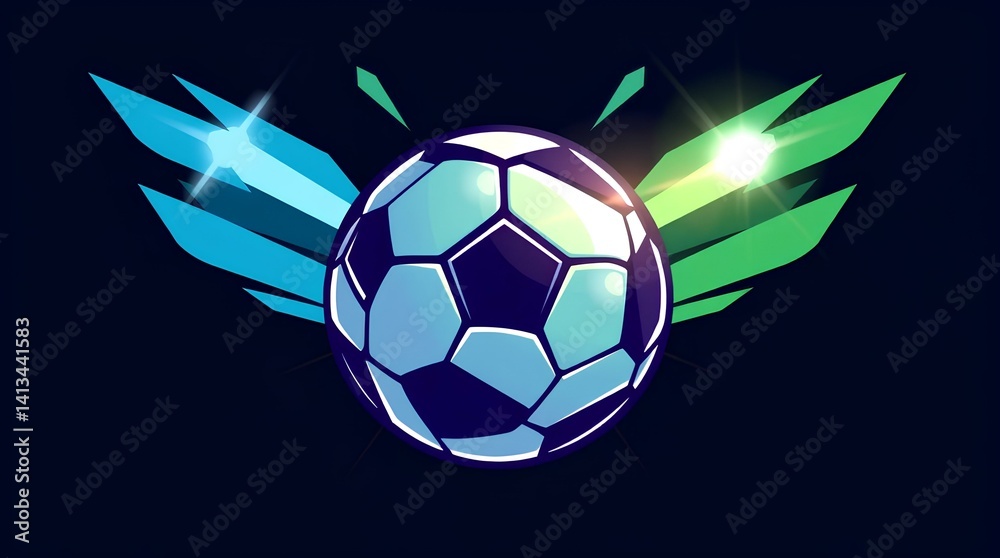 Obraz premium modern football badge with a bold ball design and blue gradients suitable for digital branding creative league logos and sporty web graphics