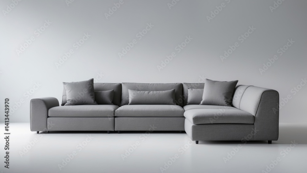 Fototapeta premium Grey Fabric Sofa Bed Isolated on White Background