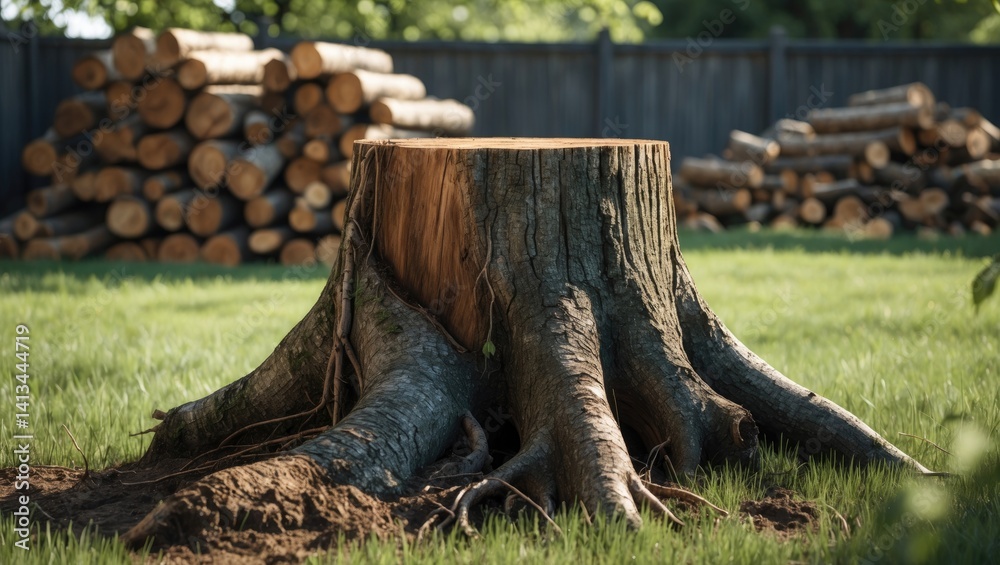 Fototapeta premium Removing stumps from the garden