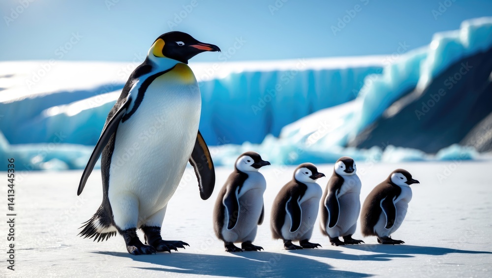 Obraz premium Emperor Penguins with their chick