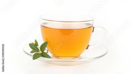 Obraz na płótnie Aromatic Herbal Tea in Glass Cup and Saucer w salonie