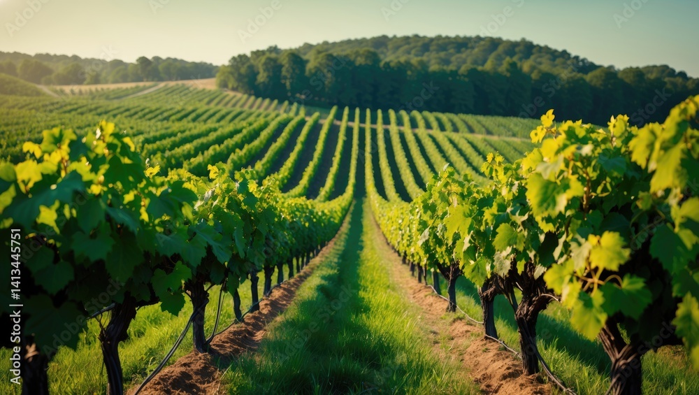 Naklejka premium Summer Rows of Vineyards