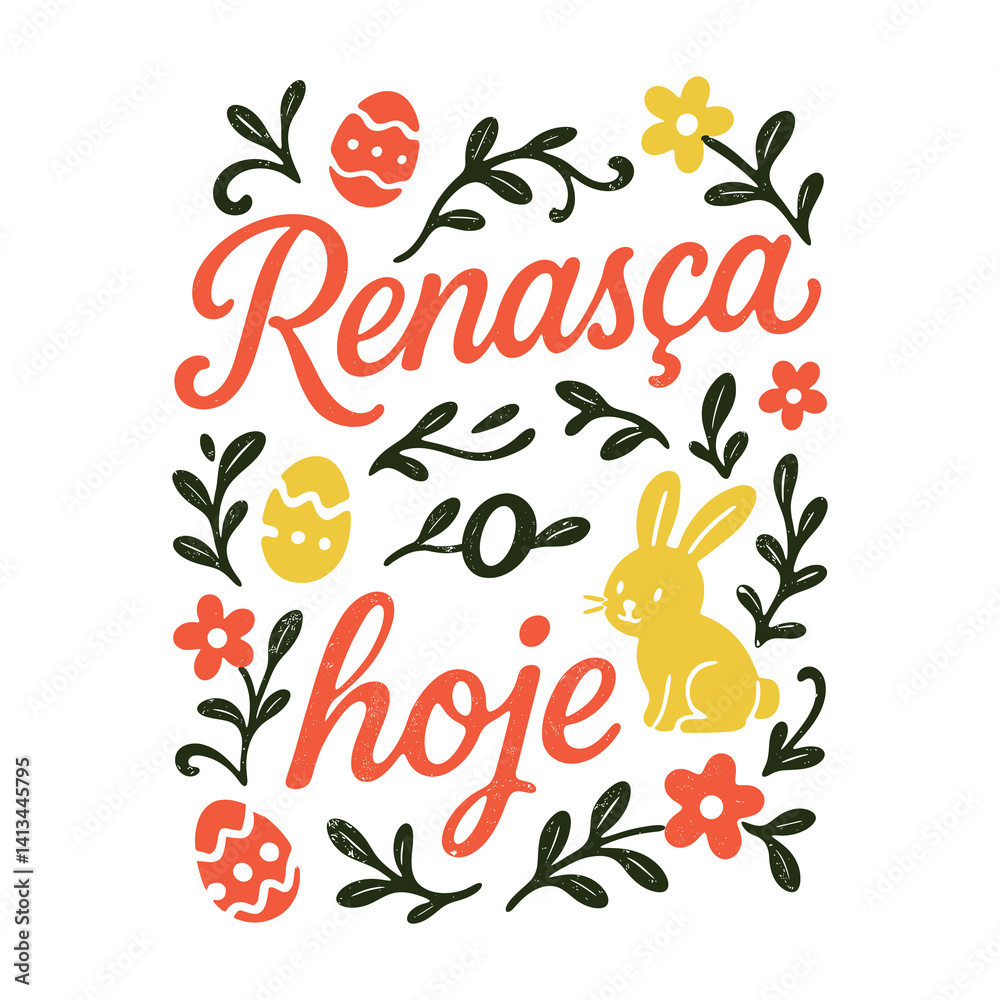 Frase de Páscoa com letras decorativas feitas à mão