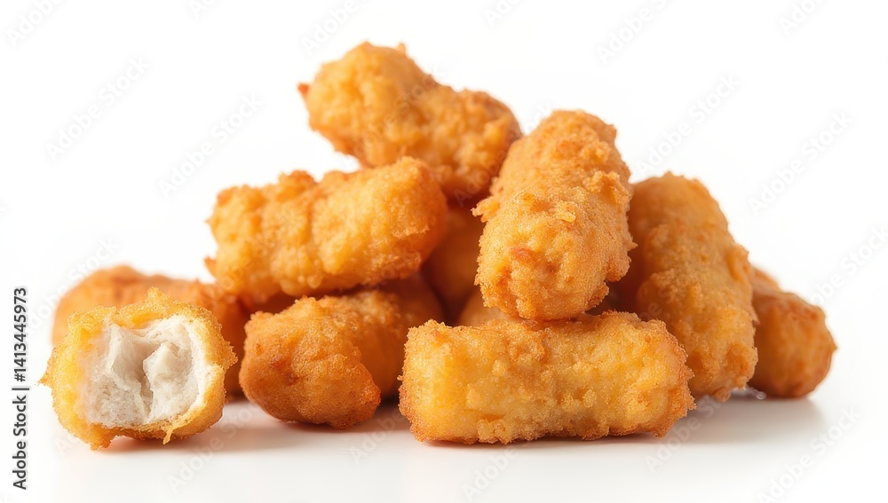 Crispy Breaded Chicken Nuggets Pile