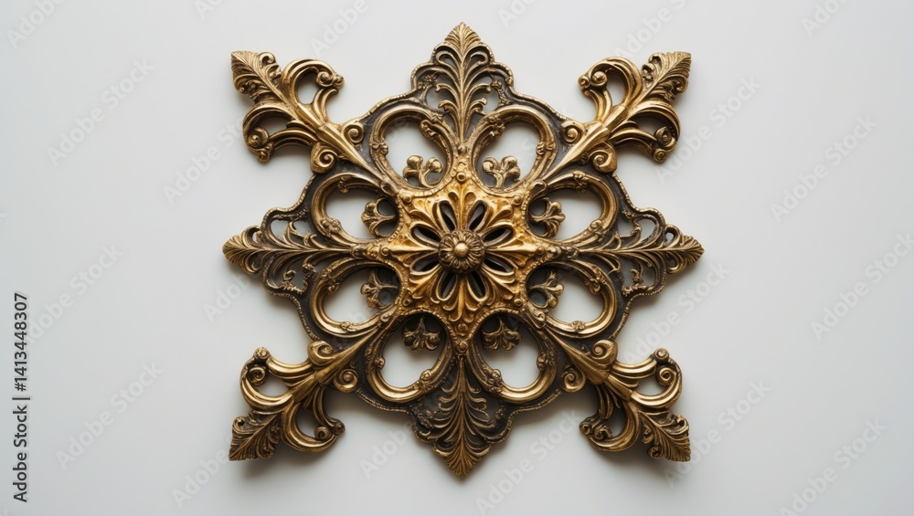 Isolated background featuring vintage lace brass corner