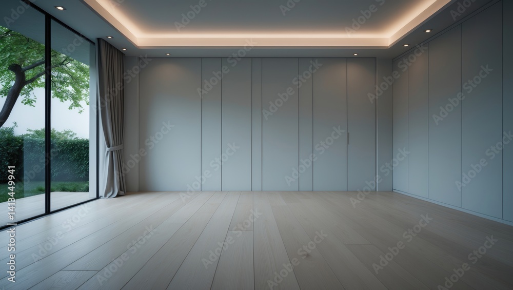 Fototapeta premium contemporary home interior featuring wooden flooring