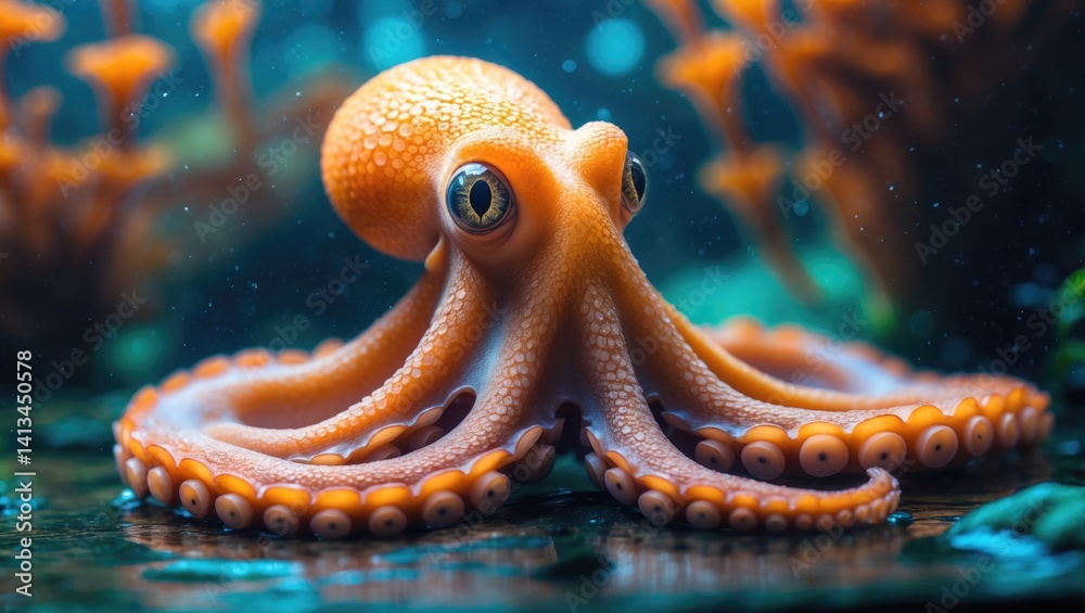 Obraz premium Orange octopus featuring its suction cup