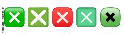 Set of green and red cross marks buttons