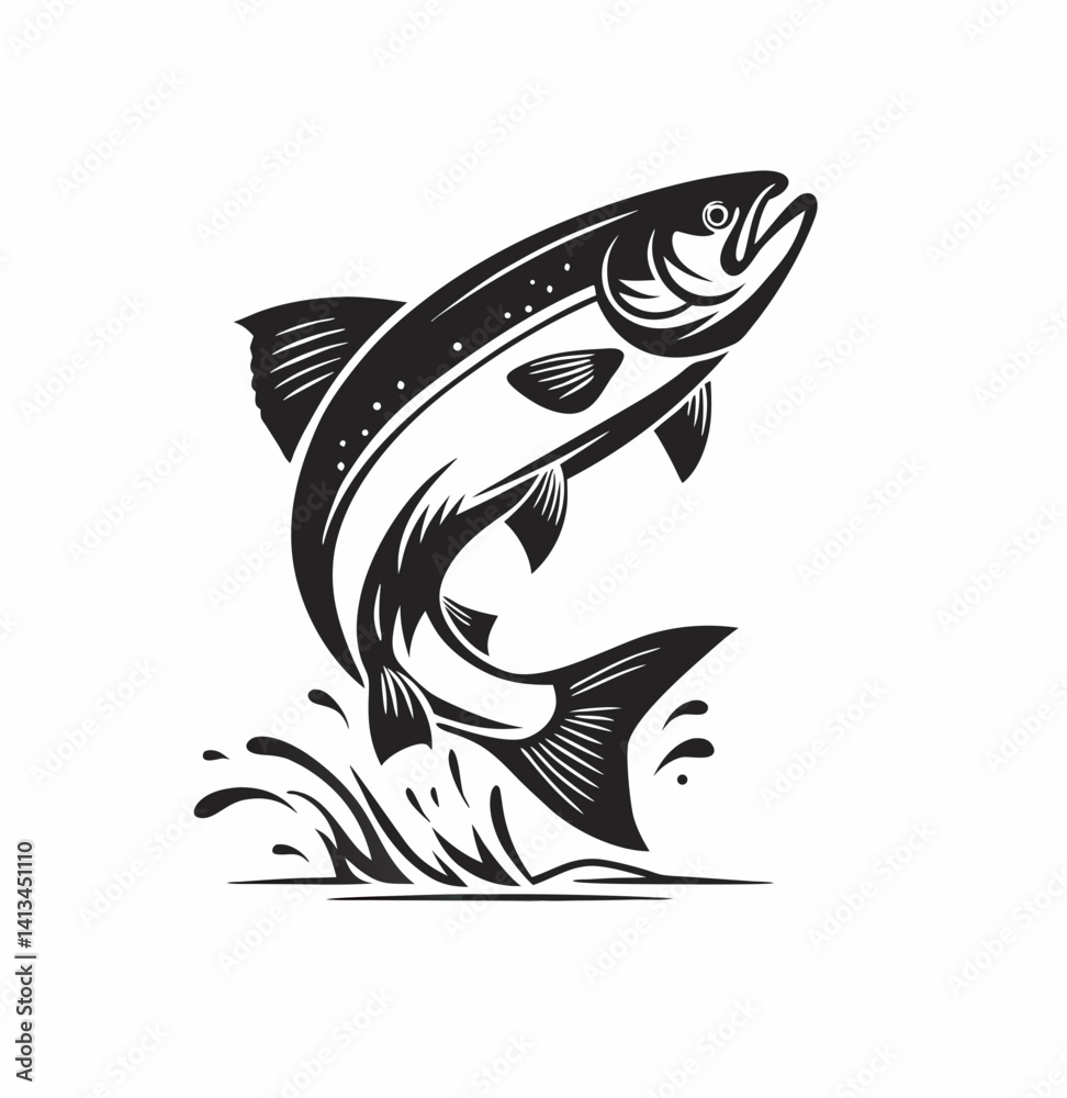 Obraz premium Vector salmon fish silhouette 