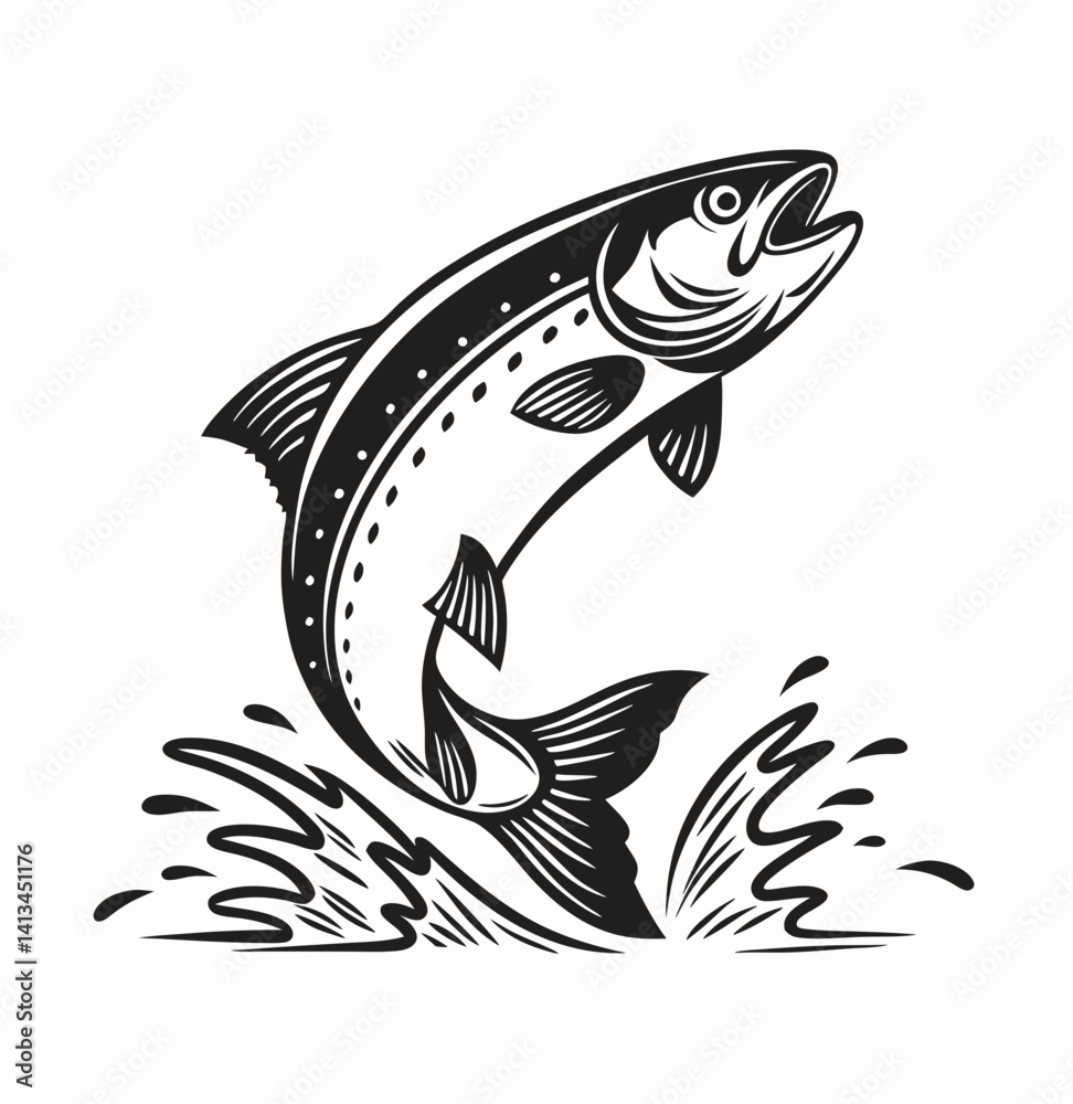 Fototapeta premium Vector salmon fish silhouette 