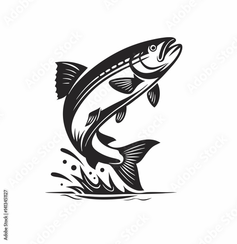 Vector salmon fish silhouette 