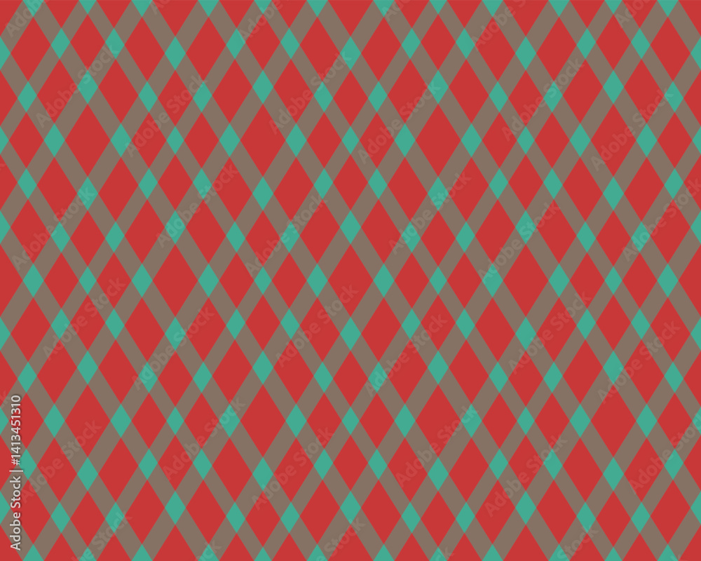 Argyle pattern of geometric rhombus. Harlequin check wallpaper design. Classic diamond shaped textile material for web background, print fabric clothing, sweater, wrapping paper, gift card, invitation