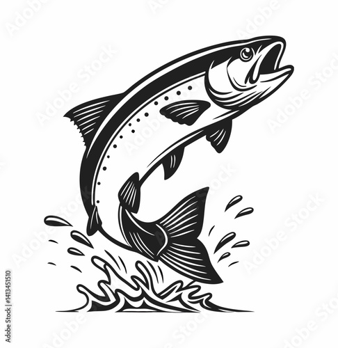 Vector salmon fish silhouette 